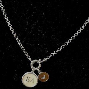 Armarni Womens Sterling Silver Disc Necklace W/ Mother of Pearl